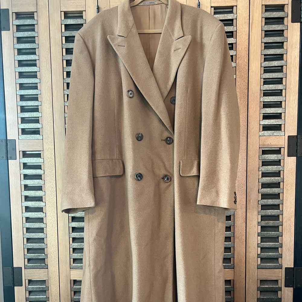 Harrod's Long Cashmere Tan Coat men's 2X